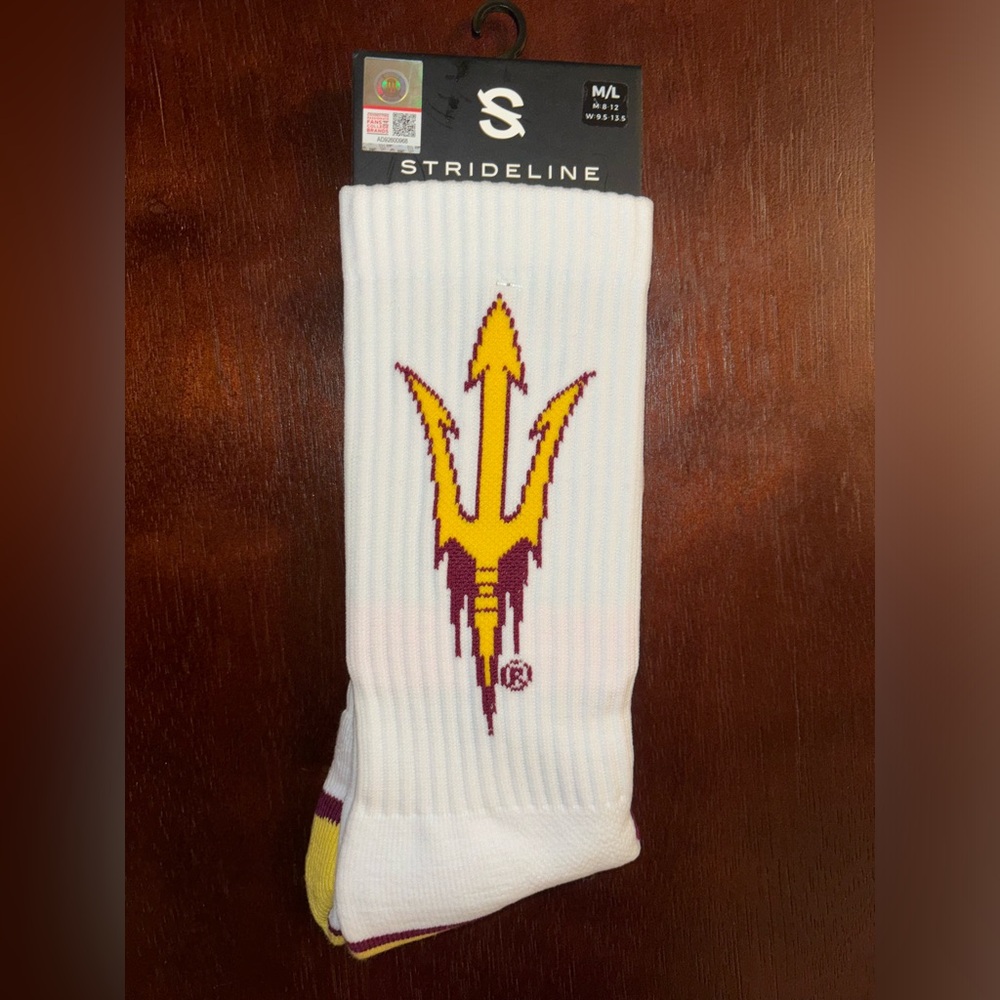 ARIZONA STATE UNIVERSITY STRIDELINE CREW SOCKS NWT MEN’S SHOE SIZE 8-12